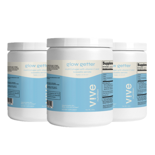 Glow Getter - Hydrolyzed Multi Collagen Blend with Vitamin C and Boswellia Serrata for Skin, Hair, Bones & Joints - Perfect for Smoothies & Yogurt