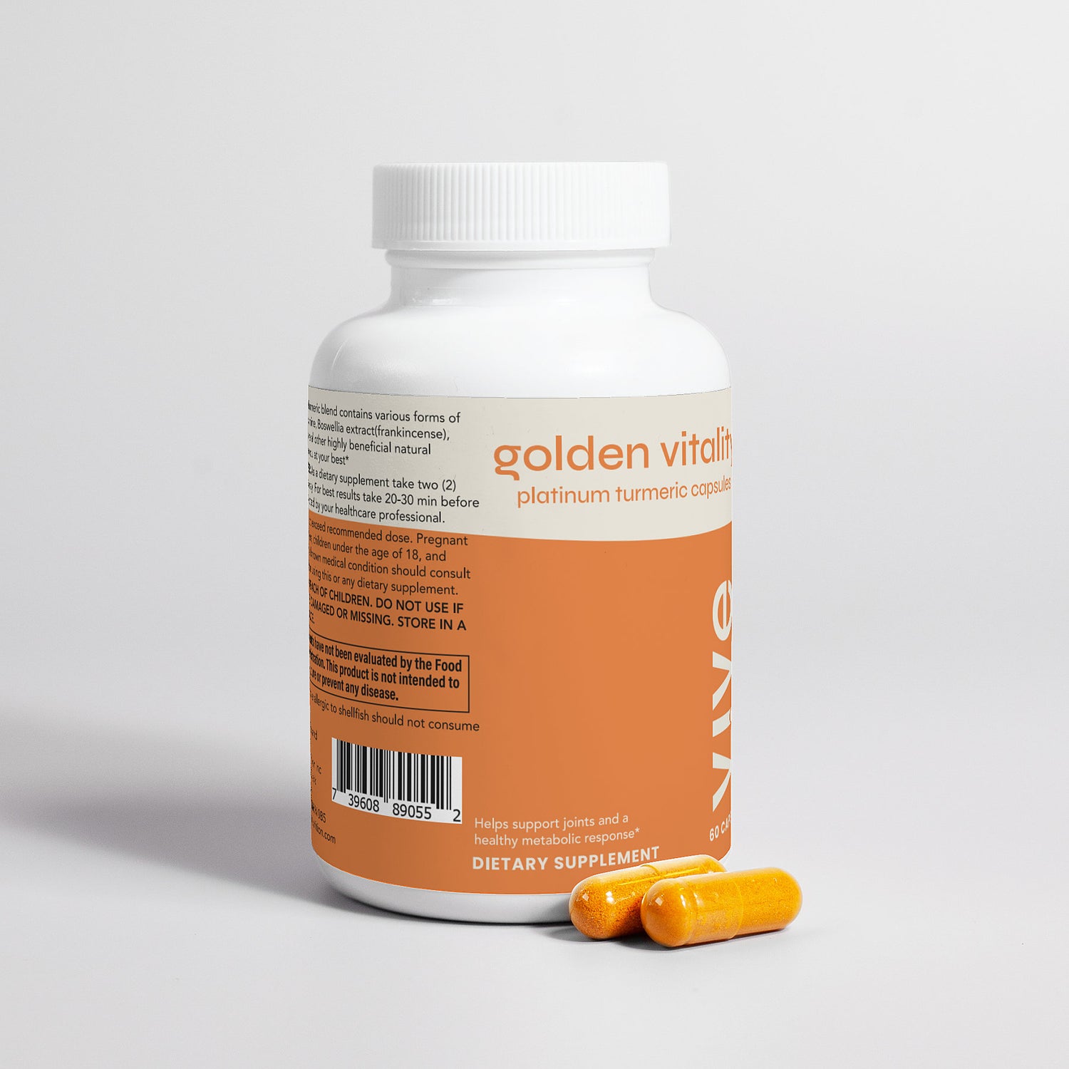 Golden Vitality Platinum Turmeric Blend Capsules with 95% Curcuminoids & BioPerine - Sugar-Free Joint & Bone Support, Inflammation Response