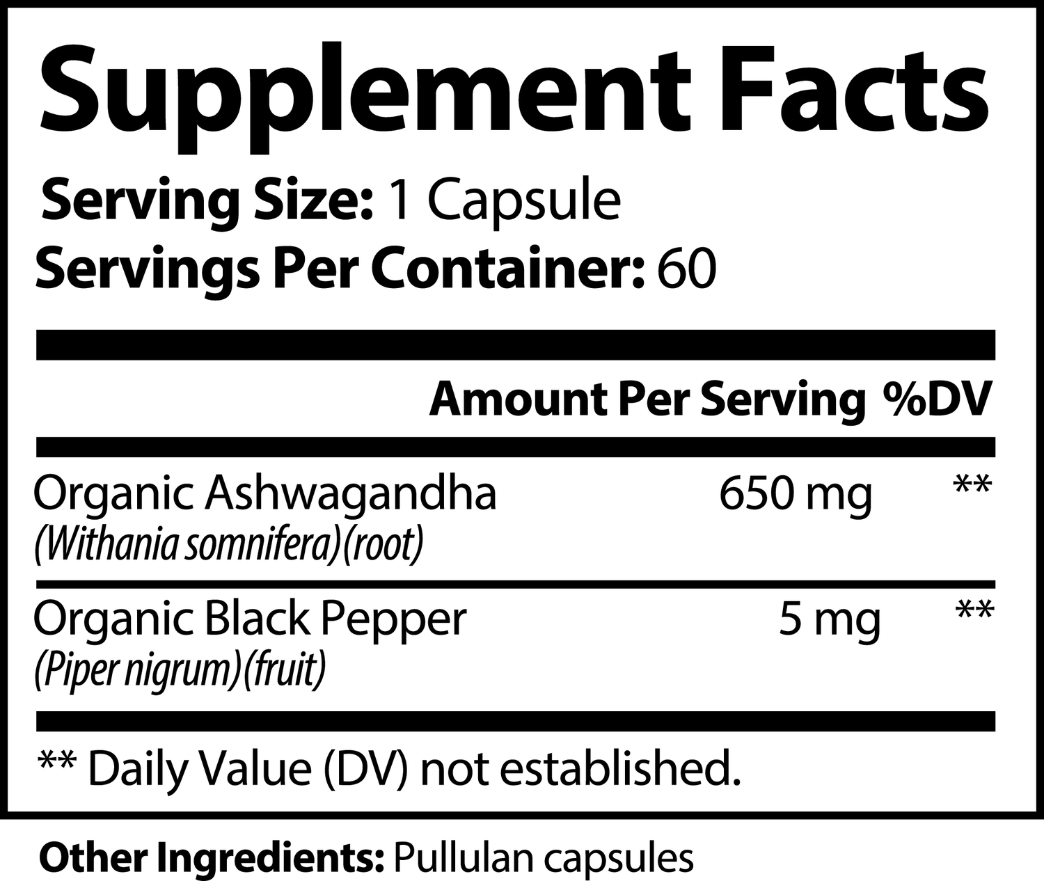 Buddha Spirit - Ashwagandha Capsules with Black Pepper - 100% Organic, Vegan & Gluten-Free